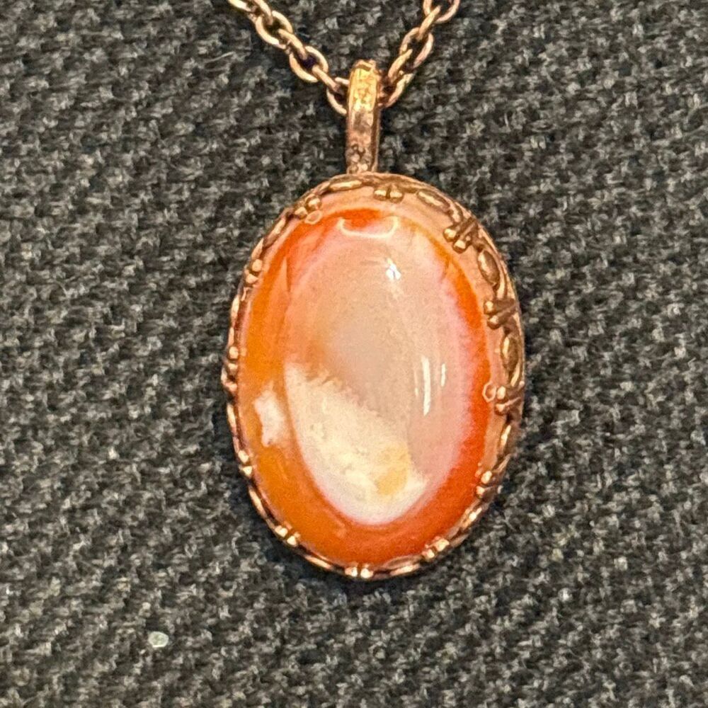 Copper and Agate Handmade Pendant, Artisan, NEW, 18”